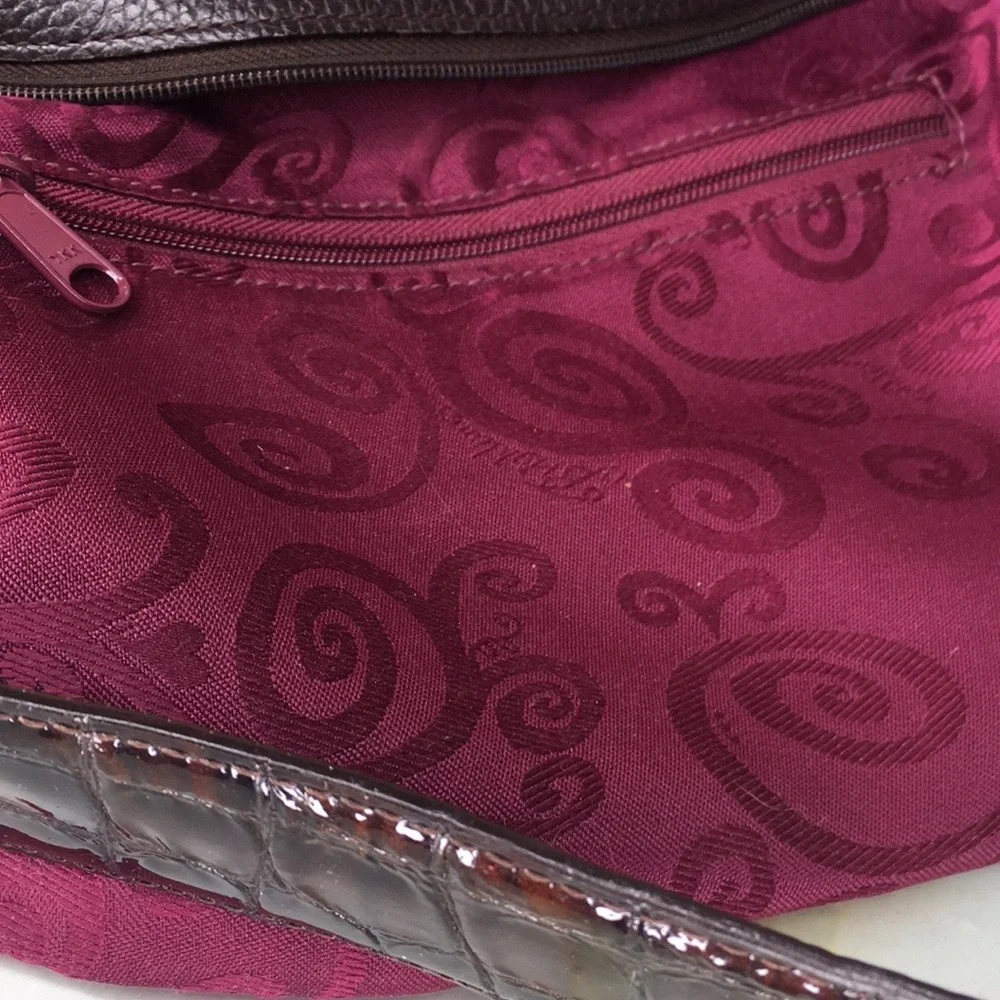 Brighton Large Chocolate  Black  Nylon & Patent Leather Hobo Handbag Pur…